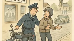 Dowcip: Policjant zatrzymuje motocyklistę w miasteczku