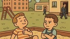 Dowcip: Dwóch chłopców w piaskownicy dyskutuje